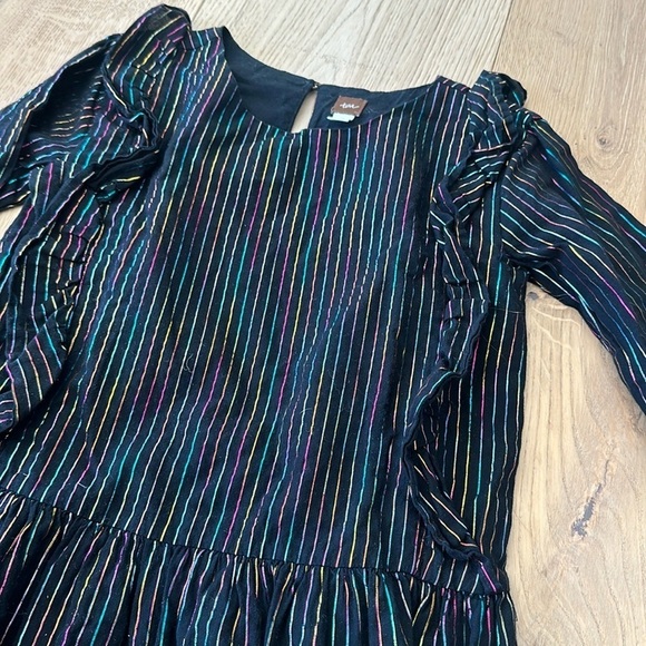 Tea Collection Rainbow Metallic Ruffle Dress Size 7 cotton - Picture 5 of 5